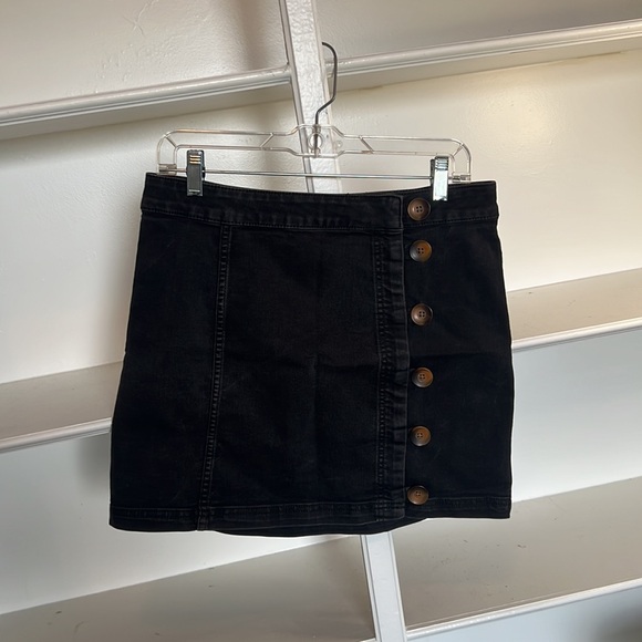 Free People Side Button Black Mini Skirt - Picture 1 of 7